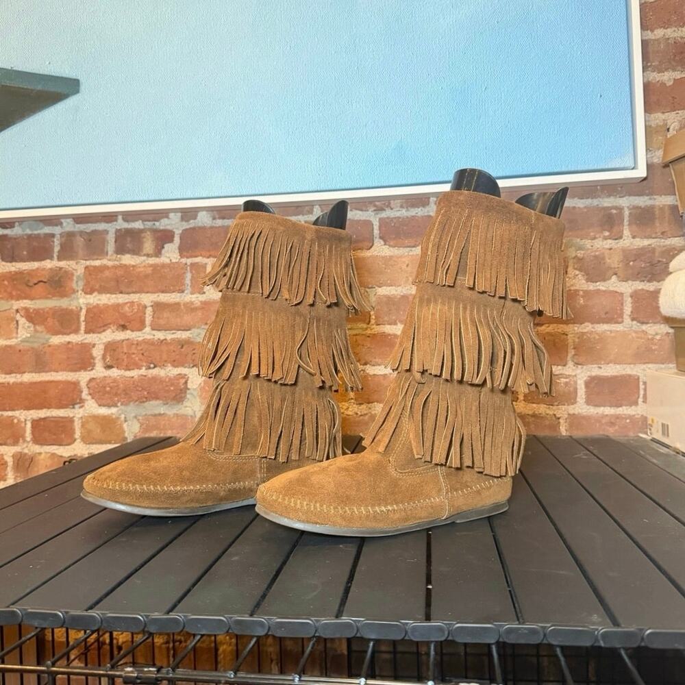 Minnetonka 3-Layer Fringe Moccasin Boots